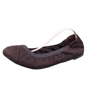 Dexflex Comfort Claire Women's 7 Brown Faux Suede Scrunch Ballet Flats Casual
